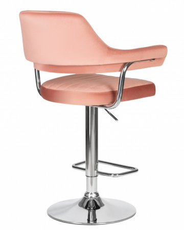 Барный стул на газлифте DOBRIN CHARLY LM-5019, пудрово-розовый велюр (MJ9-32), цвет основания хром