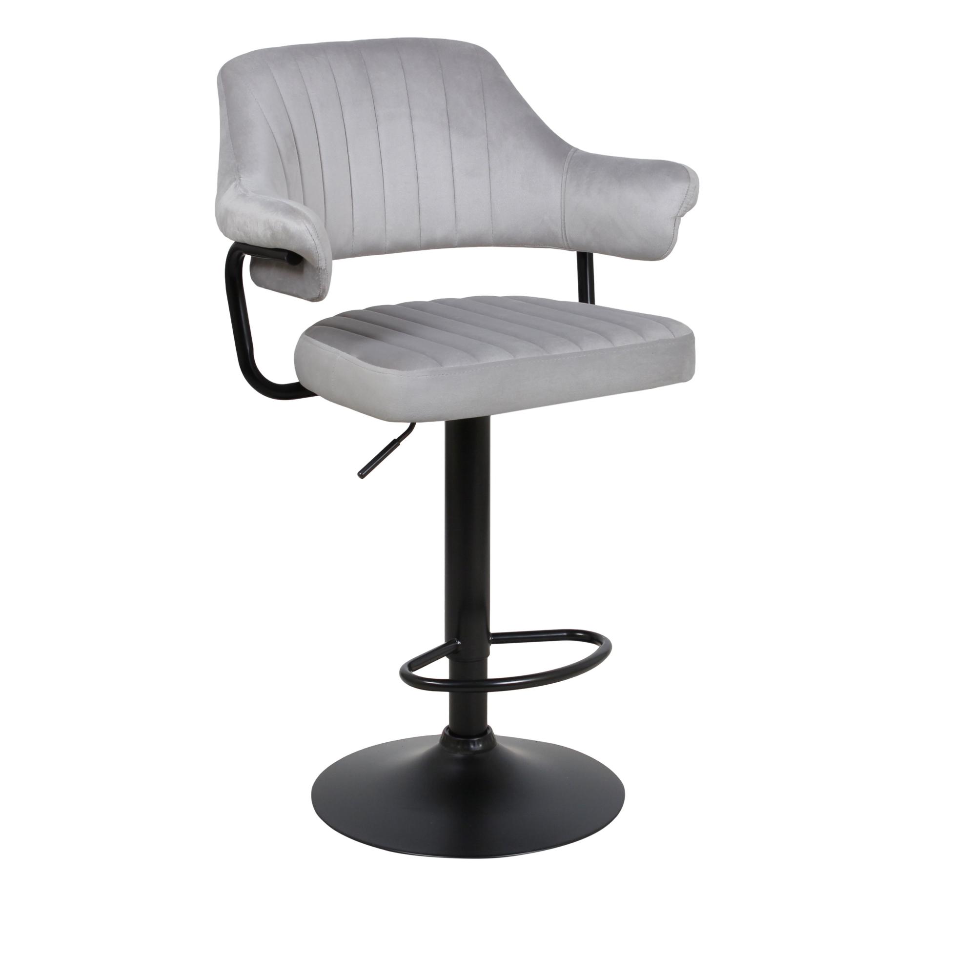 Барный стул на газлифте КАНТРИ WX-2917 светло-серый велюр, черное основание