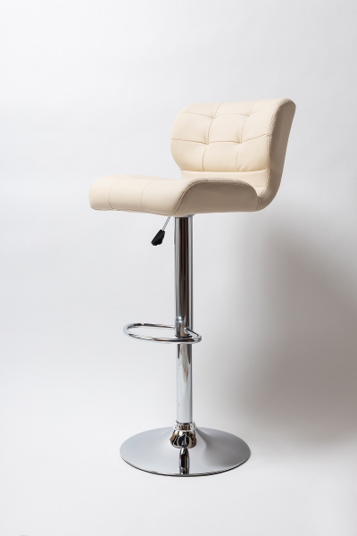 Барный стул на газлифте BN 1064, цвет бежевый экокожа, основание хром сталь