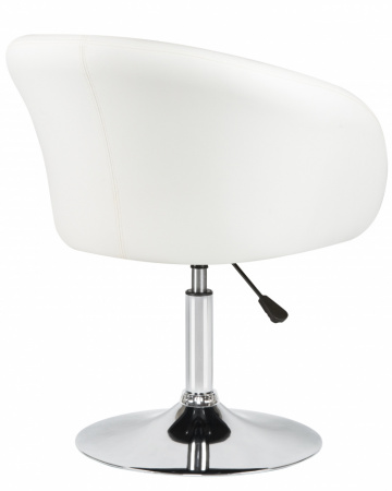 Кресло дизайнерское DOBRIN EDISON LM-8600, белый экокожа, основание хром