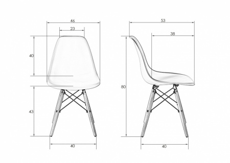 Обеденный стул DOBRIN DSW, ножки светлый бук, цвет сиреневый (P-04) пластик 