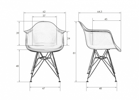 Обеденный стул DOBRIN DAW CHROME, цвет сиденья чёрный, цвет основания хромированная сталь