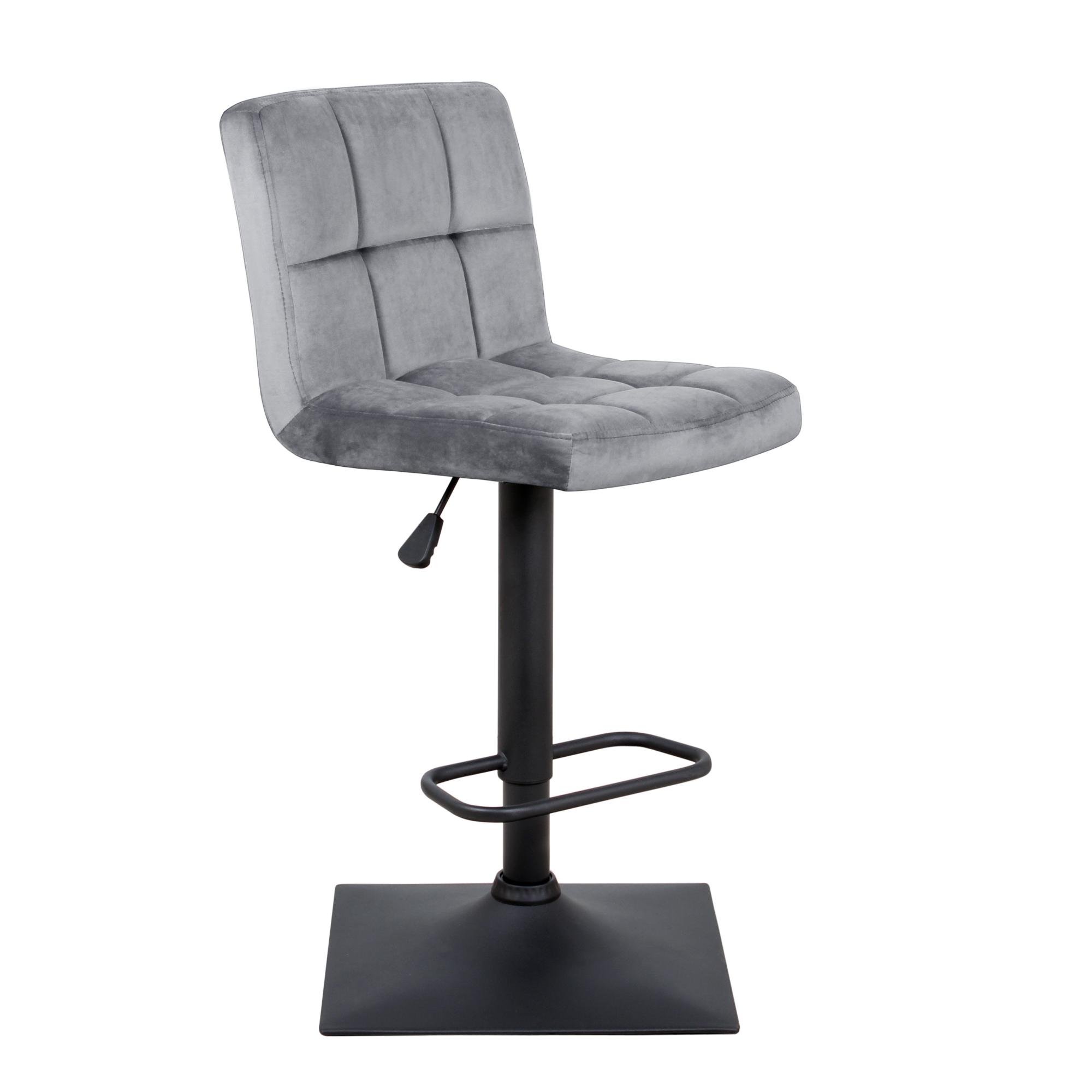 Барный стул на газлифте КУРТ серый велюр, черное основание 