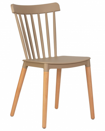 Обеденный стул DOBRIN THEO 687PP-LMZL, ножки светлый бук, цвет бежевый пластик (GR-03)