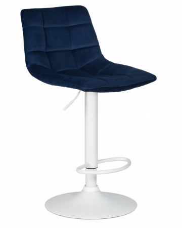 Барный стул на газлифте DOBRIN TAILOR WHITE LM-5017, синий велюр, белое основание