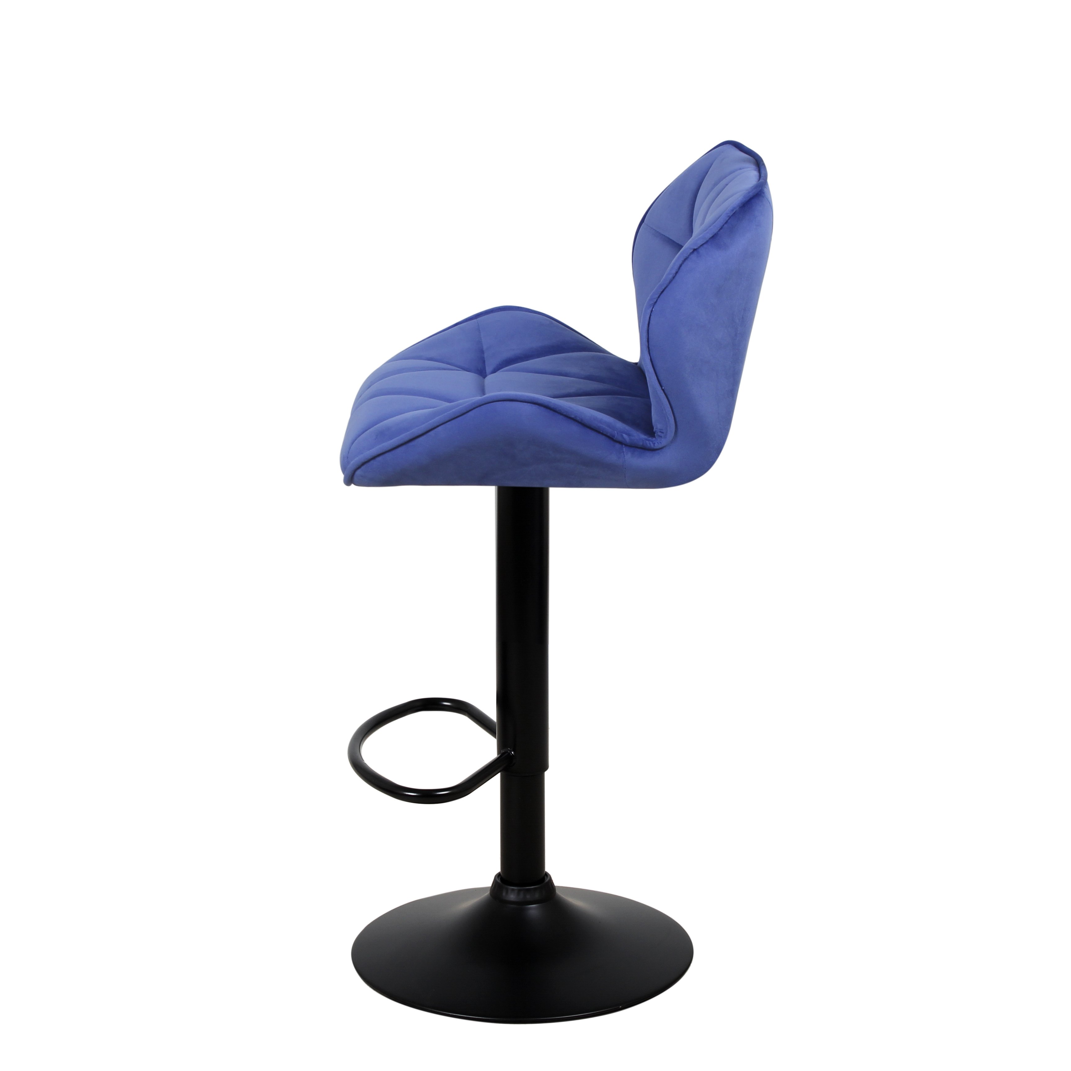 Барный стул на газлифте КРИСТАЛЛ синий велюр, цвет основания черный