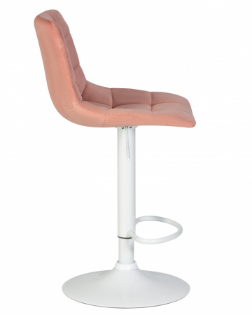 Барный стул на газлифте DOBRIN TAILOR WHITE LM-5017, пудрово-розовый велюр, белое основание