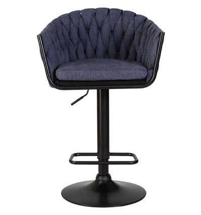 Барный стул на газлифте DOBRIN LEON LM-9690 синяя ткань, черное основание