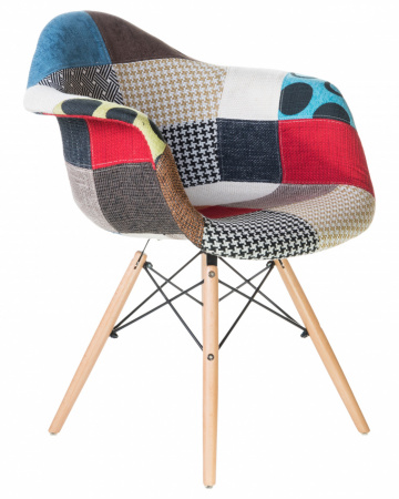 Обеденный стул DOBRIN DAW PATCHWORK, цвет сиденья мозаика, цвет основания светлый бук