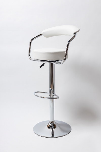 Барный стул на газлифте BN -1080 белый, цвет основания хром