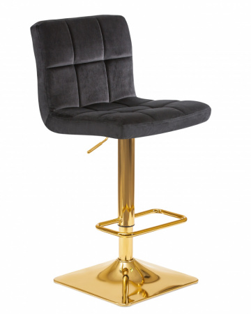 Барный стул на газлифте DOBRIN GOLDIE LM-5016 велюр черный, цвет основания золотой