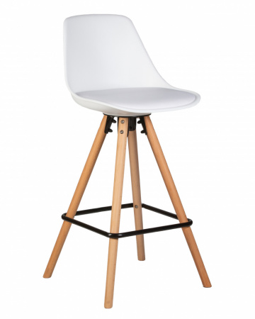 Барный стул DOBRIN RONNI LMZL-PP759A-1, ножки светлый бук, белый (ZL-W-02)