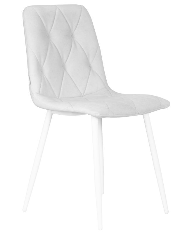 Обеденный стул DOBRIN CHILLY ROMBO, Светло-серый Simple 29, основание белый