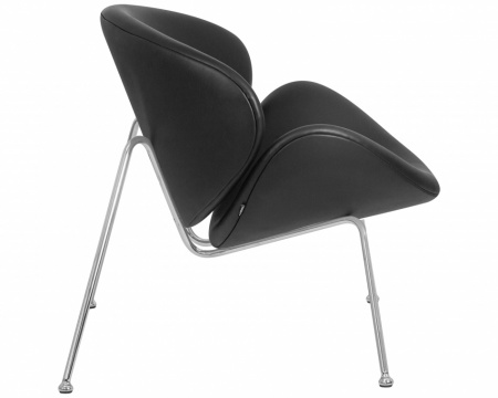Кресло дизайнерское DOBRIN EMILY LMO-72 черный винил YP16, хромированная сталь
