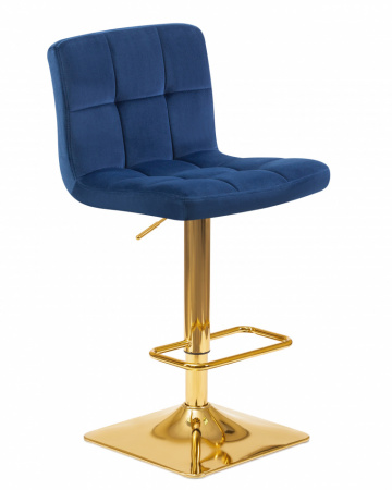 Барный стул на газлифте DOBRIN GOLDIE LM-5016 велюр синий, цвет основания золотой