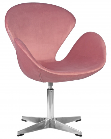Кресло дизайнерское DOBRIN SWAN LMO-69A, розовый велюр BLUVEL 52, алюминиевое основание