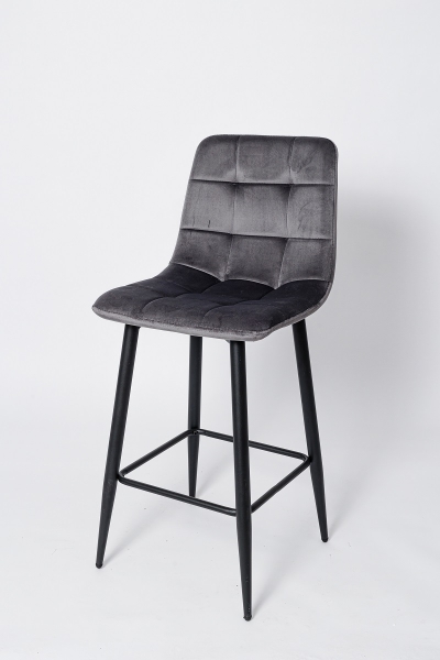 Барный стул ВC-1722, цвет графит вельвет, черное основание 